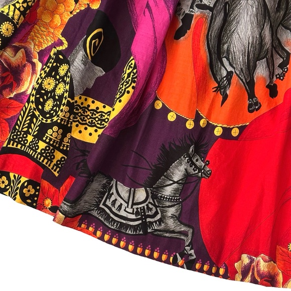 LAURÈL by ESCADA Vintage Vibrant Equestrian Maxi A-Line Skirt Size 2 - Picture 4 of 11